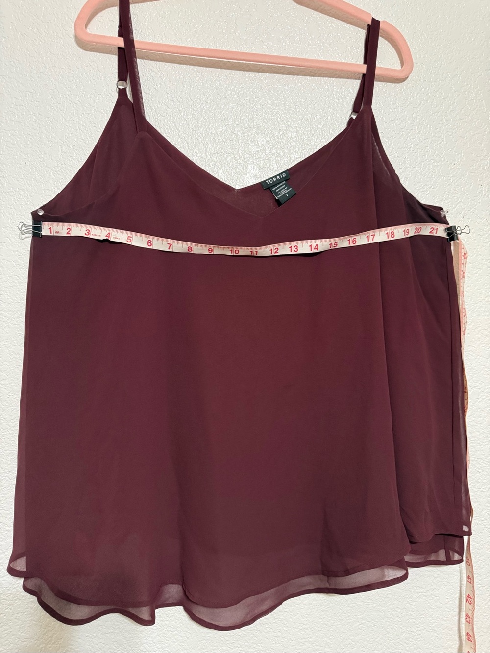 torrid Burgundy V-Neck Chiffon Cami with Adjustable Straps
